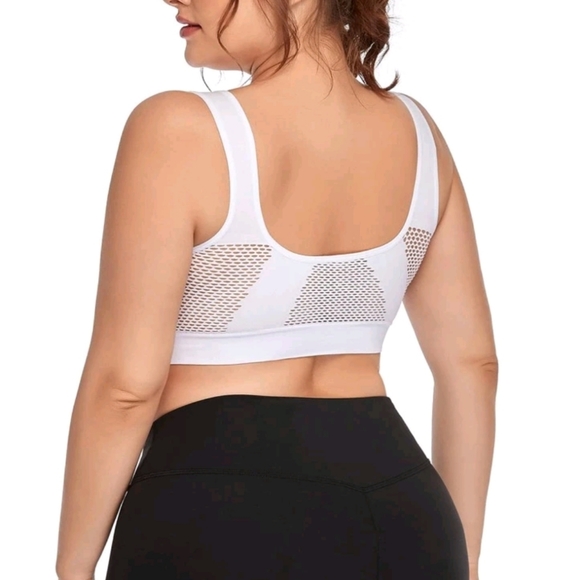 2/20 Plus white fishnet mesh sports bra 3xl - Picture 2 of 3